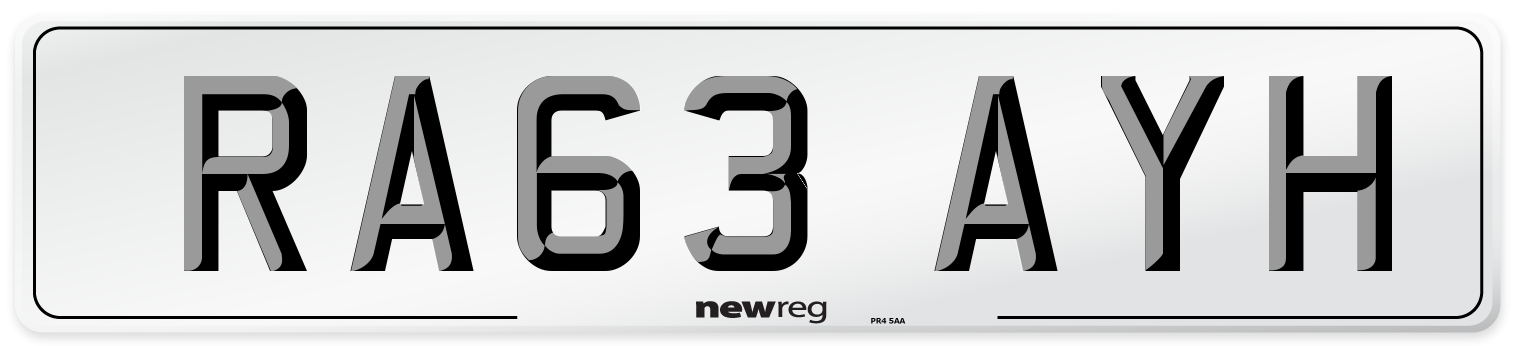 RA63 AYH Number Plate from New Reg